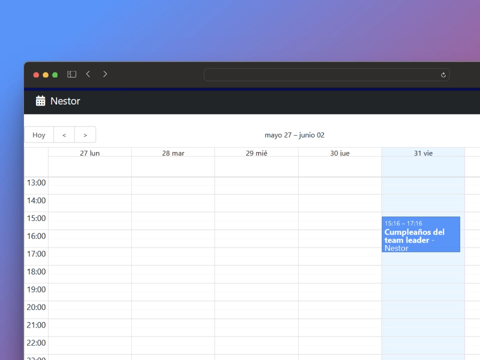 Captura de pantalla del proyecto Agenda Electrónica