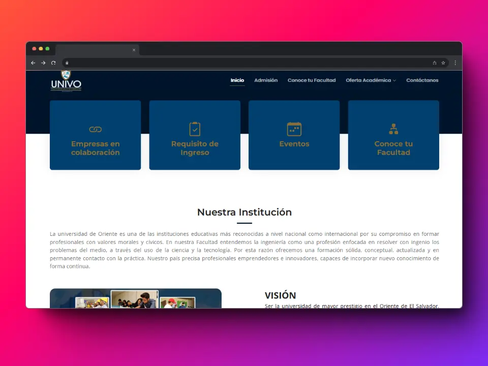 Captura de pantalla del proyecto Facultad de Ingeniería y Arquitectura - Website