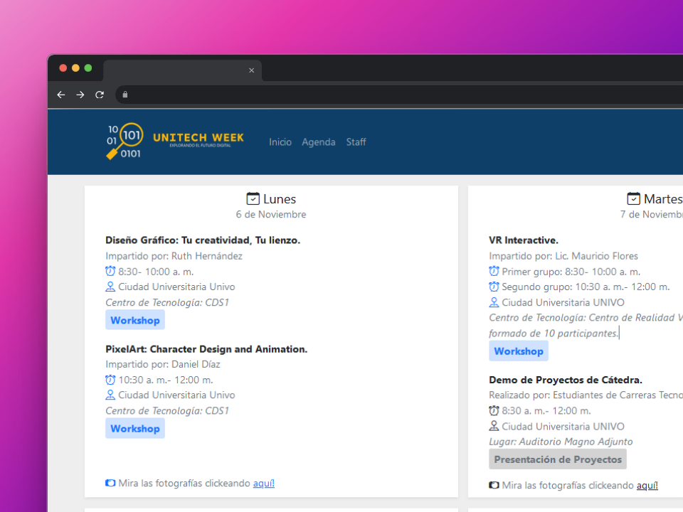 Captura de pantalla del proyecto UniTech 2023 - Website